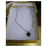 Sterling Silver heart pendant necklace with dark