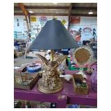 Unique, heavy ceramic Gargoyle table lamp.