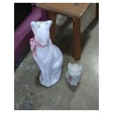 Cement cat yard statues.