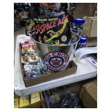 Modern Red Crown Gasoline ice bucket, and 2 Major