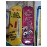 Pair of metal thermometers 1 yellow and 1 red