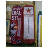 Pair of metal thermometers. 1 Texaco and one dont