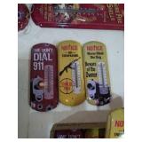 Group of 3 small metal thermometers about 10in