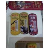 Group of 3 metal thermometers. About 10in long