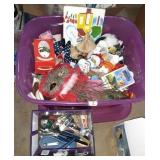 Tote full if Beenie Babies ,Mask,  clock, lion