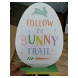 Wooden egg decoration. 12 in tall.