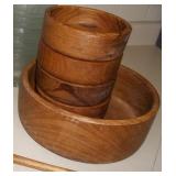 Mid Century Wooden Salad Bowl Set