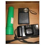 Retro Eveready Flashlite, Transistor Radio, Camera