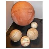 Basketball & Vtg Softballs & Baseball