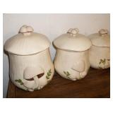3 MCM Ceramic Mushroom Canisters