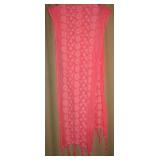 Long Pink Embroidered Boho Scarf