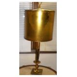 Vtg Brass Cattail Table Lamp & Metal drum Shade