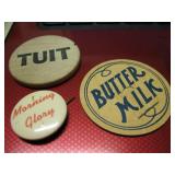 Vtg Morning Glory Pin & Milk Caps