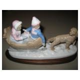 Meico Dog w/ Sled Porcelain by Paul Sebastian