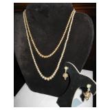 2 Separate Small Strands Faux Pearls & Earrings