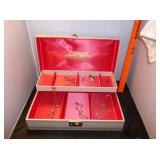 Vtg Jewelry Pieces, Satin Box w/ key