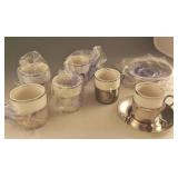 Vtg Wolff Silver saucers & China Cups