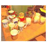 Lighted Snowman Head, Snow Globe & Mugs