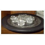 Wood Pedestal Plate, Divided Plate, Salt Cullins