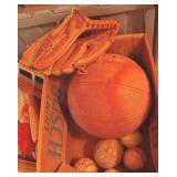 Basketball, Vtg Softballs & Baseball Glove