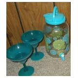 4 Plastic Margarita Glasses & Spouted Jug Set