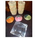 Vtg Woven Coasters, Cups & Glass Ashtray