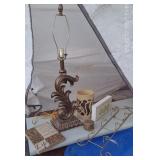 Plaster MCM Lamp, Brass Box, Plate Display +