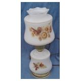 Hand painted Milk Glass Dresser Lamp