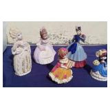 Vtg Ceramic & Chalkware Victorian Girl Figures