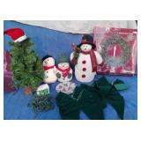 Fiber Optics Wreath, Snowmen, Talking Tree, Bows