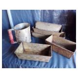 Vtg Aluminum Sifter, Ovenex Loaf Pans +