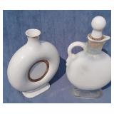 2 Vtg Milk Glass Decanters