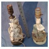 2 Porcelain Victorian Figure Lamps