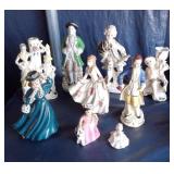 Vtg Glazed Porcelain Figures