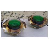 Italian Murano? Geode Glass Ashtrays