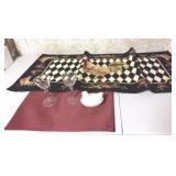 Rooster Rug & Stemware, Mini Hen In a Basket,
