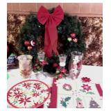 Huge Wreath, Pointsettaia Candles, Decor