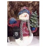 19" Tall Resin Snowman w/ Lit Lantern