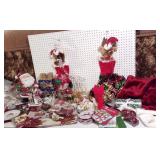 Wire Reindeer/ Sleigh, Santa, Table Linens, Decor+