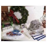 Huge Christmas Wreath, Ceramic Deer, Ornaments+