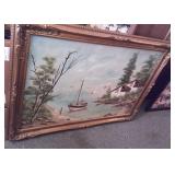 Large Nautical Painting In Ornate Gold Frame