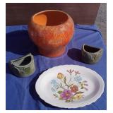 Vtg Pope-Gosser Plate, Haeger Planter+