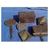 Vtg Metal Mesh Coin & Wallets, Mirror, Wood Box