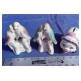 Vtg Ceramic Parakeets & Piggy Bank