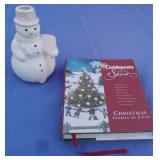 Vtg Party Lite Snowman Tealight & Christmas Book