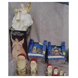 Light Angel Tree Topper & Houses, Stackable Santas