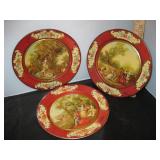 3 Vtg Daher Metal Decorated Plates from Belgium