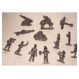 13 Homemade Vtg Lead Die Cast Untrimmed Figures