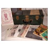 Vtg Green Travel Case & Old Time Car Mags