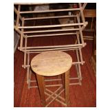 Vtg Wooden Stool & Drying Rack
